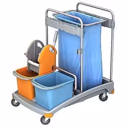 Cleankeeper Gerätewagen I - 1 2 x 20 l Eimer - blau / orange