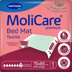 MOLICARE Premium Bed Mat Textile Bettschutzeinlage mit Flügeln 1550131