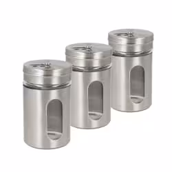 Metaltex 3er Set Gewürzstreuer Glas/Edelstahl 100ml 259851000