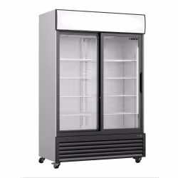 SARO Kühlschrank mit Glasschiebetüren + Werbetafel