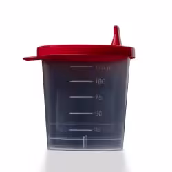 Urinsammelbehälter mit rotem Schnappdeckel