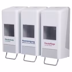 Trispender - 3 Softflaschenspender auf Wandplatte SB2000G3