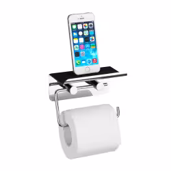WENKO Toilettenpapierhalter mit Smartphone-Ablage