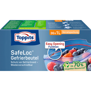 Toppits ® Doppelverschluss Gefrierbeutel mit Safeloc-Verschluss