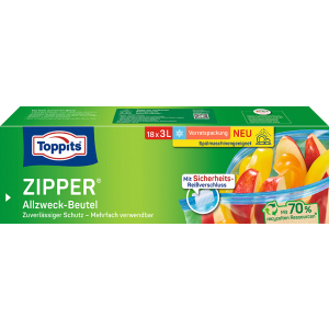 Toppits Zipper® Vorratspack XL Allzweck-Beutel