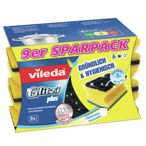Vileda Glitzi Plus Topfreiniger 9er Multipack mit Antibac