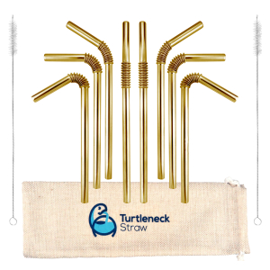 Turtleneck® Straw Edelstahl Strohhalm flexibel gold